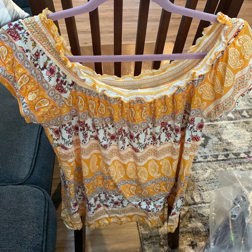 Yellow womens XL floral top